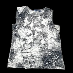 Simply Vera Vera Wang Women’s Floral Print Top Black and Gray Size L